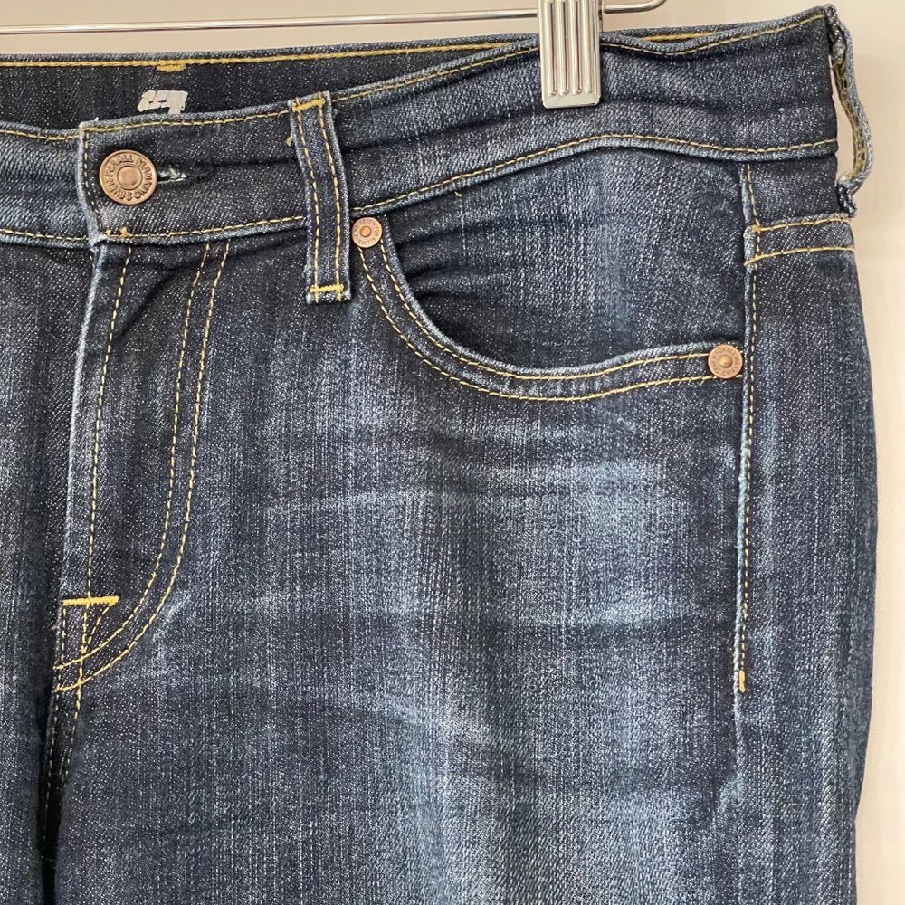 7 For All Mankind Womens Size 28 Bootcut Denim Jeans Dark Wash Low Rise USA Made - Picture 14 of 16